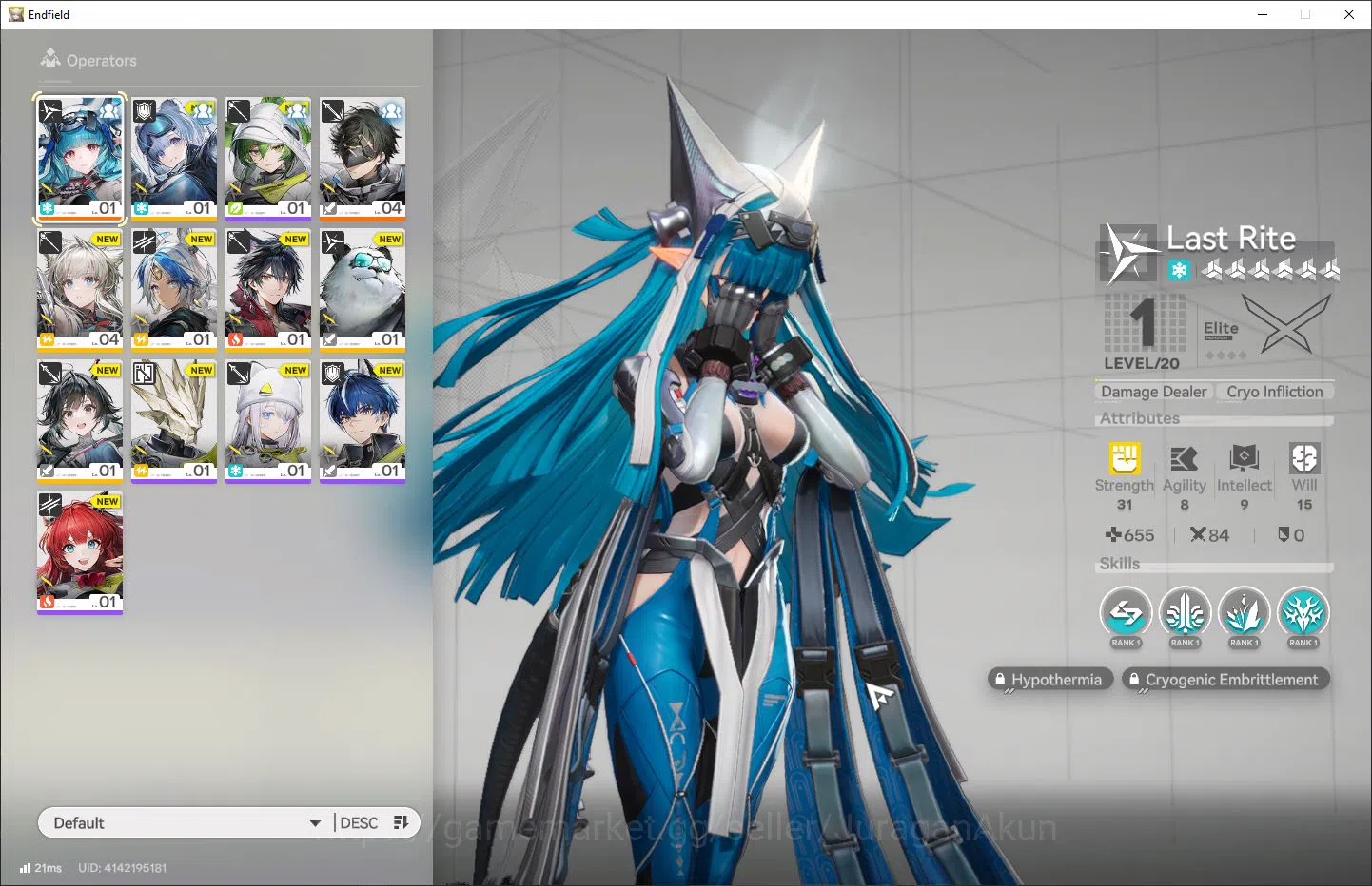 ASIA Lv2 | Fresh Starter Last Rite + 6 SR Characters | Male MC |GrypLink |Take Mail| SS (END1151) Arknights: Endfield Accounts ASIA Lv2 | Fresh Starter Last Rite + 6 SR Characters | Male MC |GrypLink |Take Mail| SS