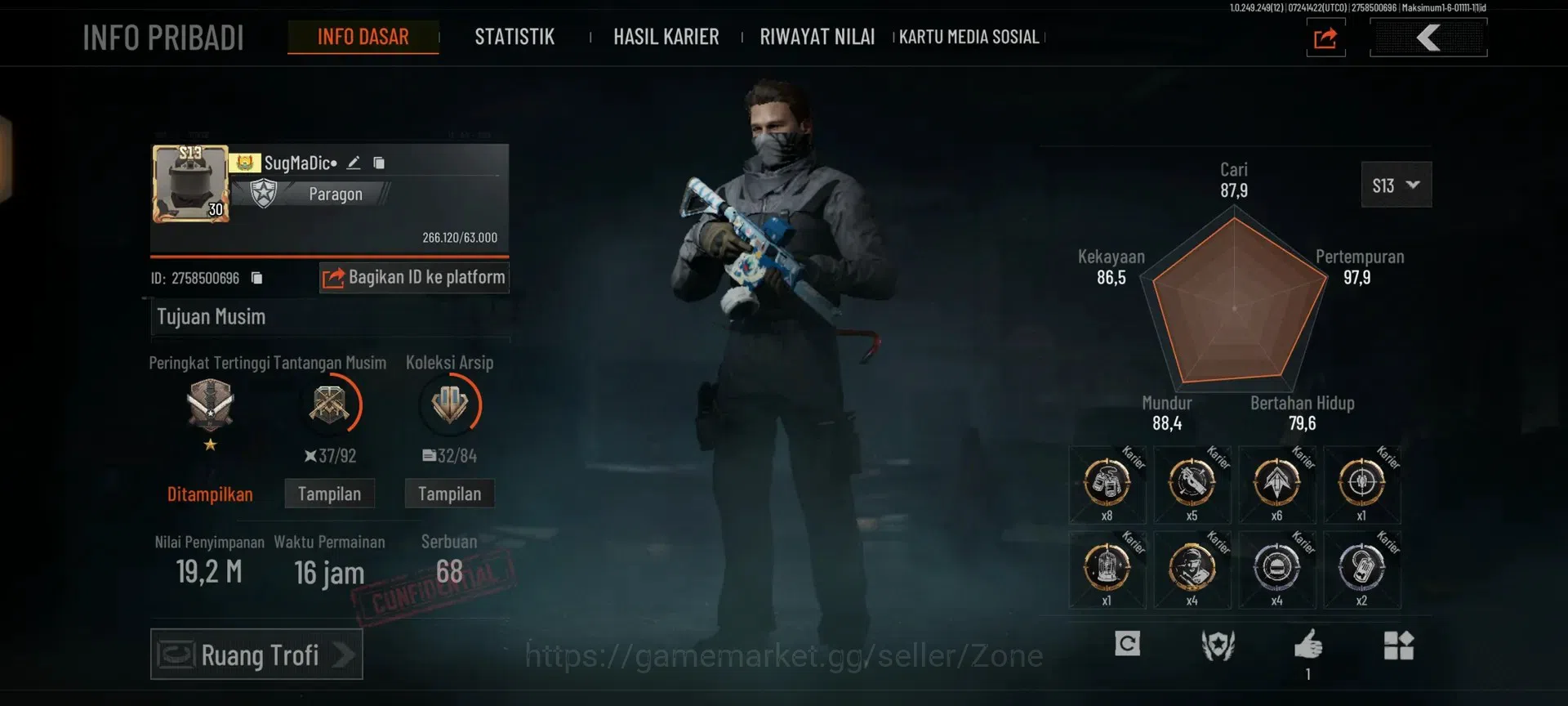 Arena Breakout Accounts High Value Mobile|LV 30|SV 19,2M|CV 15M|AKM T.,AK-74N TakurBB,MP5,OC61 SM|CHECK 1