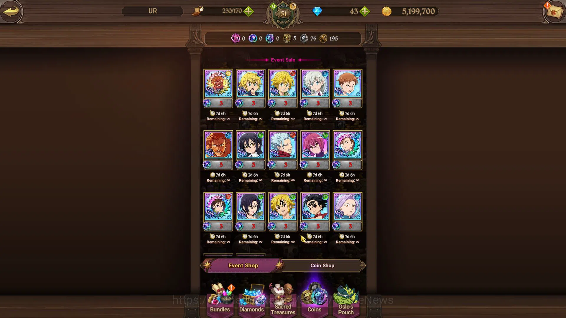The Seven Deadly Sins: Grand Cross Accounts Asia |1,6M CC| 6 UR | Salos, Meresca, ODK3/6, Mael image 10
