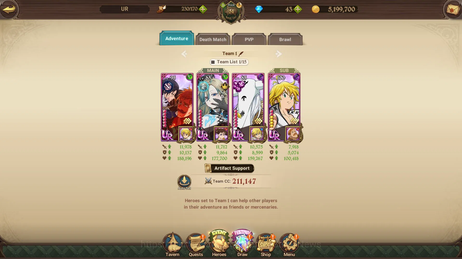 The Seven Deadly Sins: Grand Cross Accounts Asia |1,6M CC| 6 UR | Salos, Meresca, ODK3/6, Mael image 6