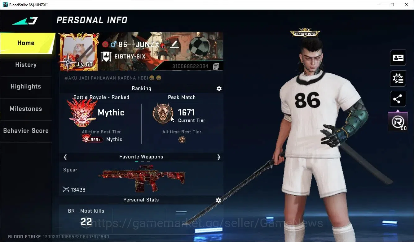 Blood Strike Accounts Collab Skin ASIA|ETERNAL DeAgle+Collab ENZO-Kraken,TR MCX,FN2K,JACK+3 Collabs|16 ULTRA[6 2