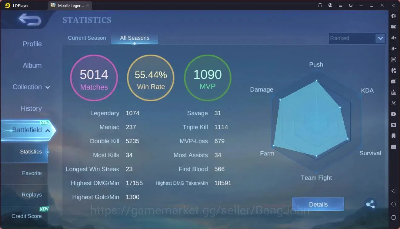 Mobile Legends: Bang Bang Accounts Global|Hero 132|Skin 326|Exalted|ASP Vexana,Fanny\ image 18