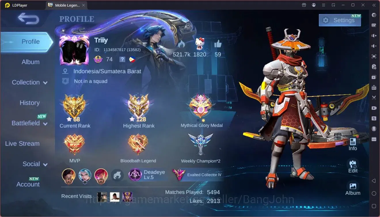 Mobile Legends: Bang Bang Accounts Global|Hero 132|Skin 326|Exalted|ASP Vexana,Fanny\ image 20