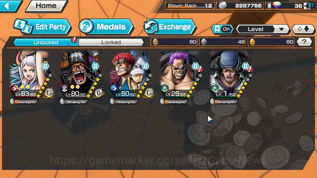 One Piece Bounty Rush Accounts Global|5 EX |Kaido's Son Yamato,TFE Marshal D.Teac image 5