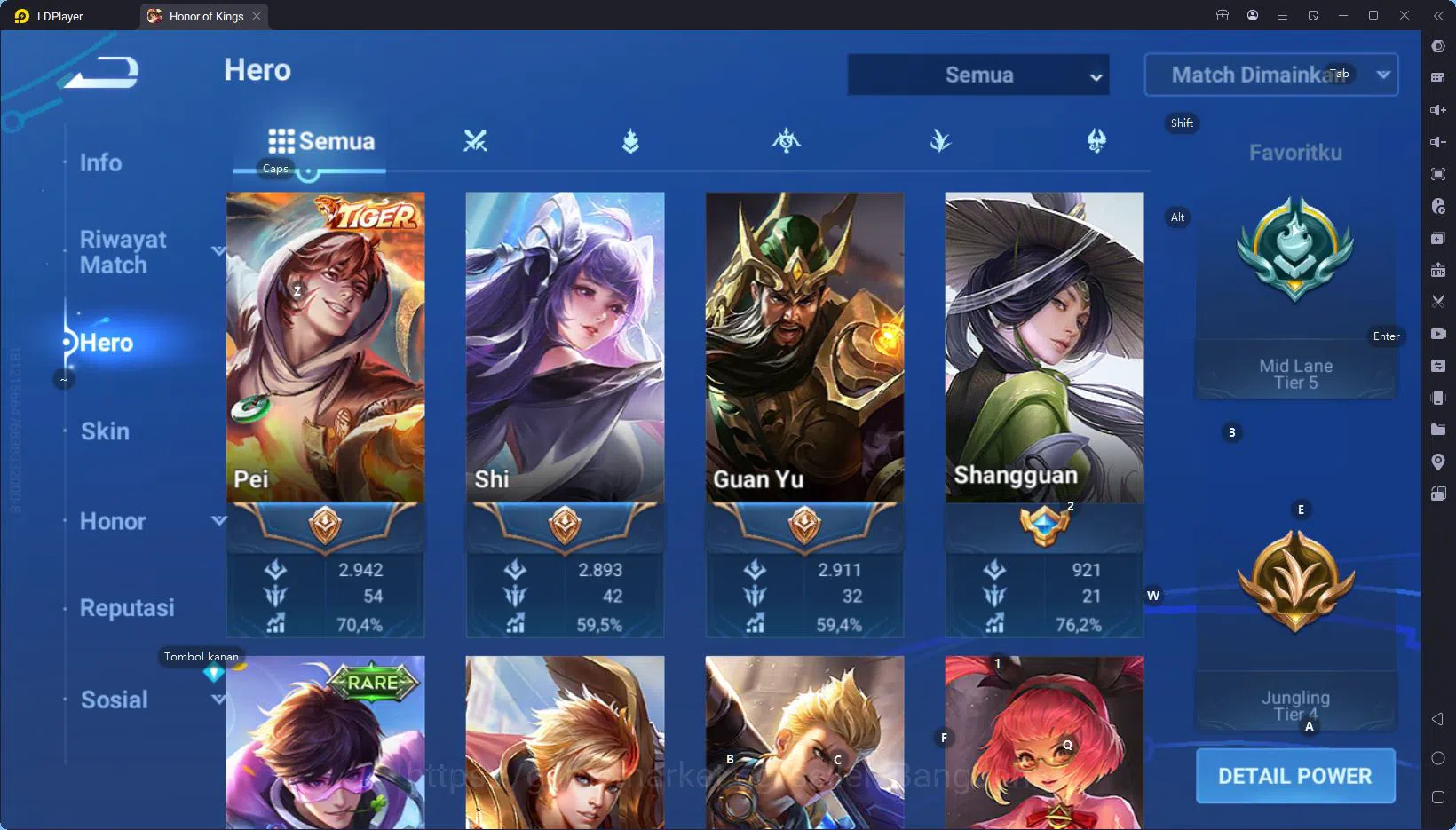 Honor of Kings Accounts GLOBAL|HERO 79,SKIN 55,TIGER Pei,Good Acc and many image 2