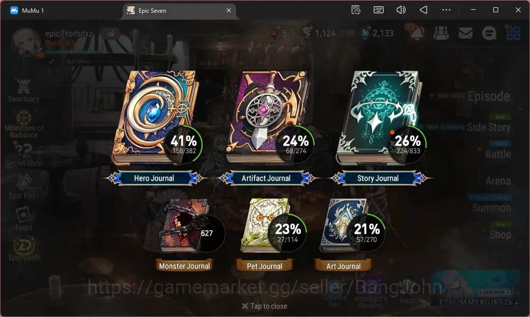 Epic Seven Accounts High-End Global Unverif|18 ML(E Ilynav,LOT Scales,SN Yulha,LR Krau,Straze,DD Ray Etc)|PoH+Bless ON|SS 3