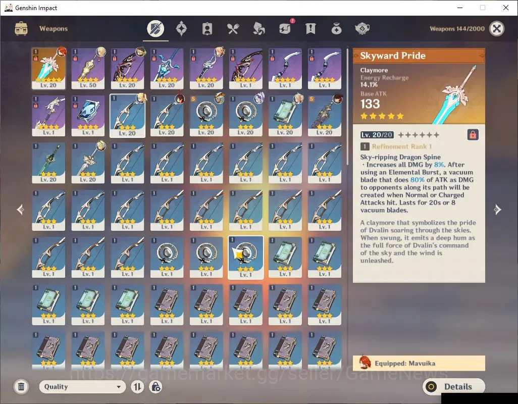 Genshin Impact Accounts ASIA|AR 34|BD Unset|1 Limited [Mavuika] + 3(*5Stan image 3