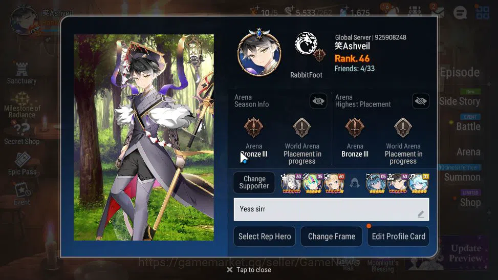 Epic Seven Accounts Mid-Tier GLOBAL Unverif|8 ML(DK Sharun,Straze,LC Belona,Zio,Etc)+Setsuka,etc|Poh ON|5,5K Energy+1,6K 2