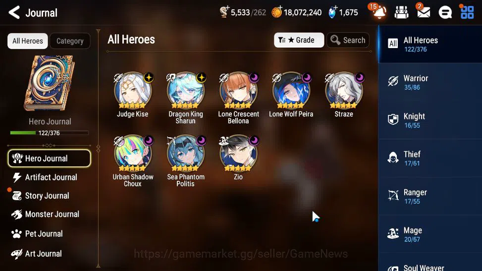 Epic Seven Accounts Mid-Tier GLOBAL Unverif|8 ML(DK Sharun,Straze,LC Belona,Zio,Etc)+Setsuka,etc|Poh ON|5,5K Energy+1,6K 3