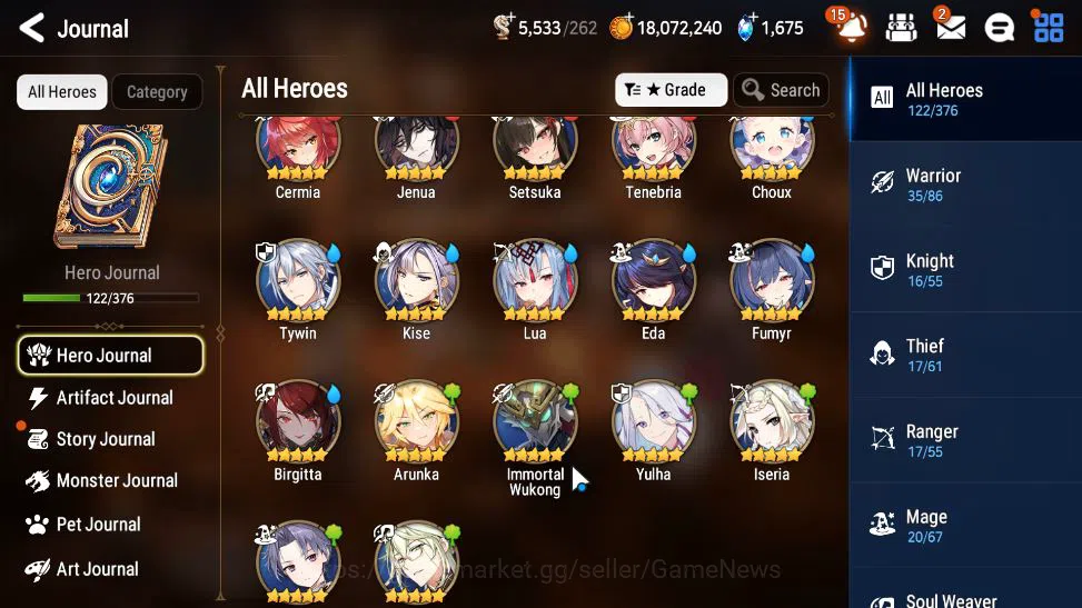 Epic Seven Accounts Mid-Tier GLOBAL Unverif|8 ML(DK Sharun,Straze,LC Belona,Zio,Etc)+Setsuka,etc|Poh ON|5,5K Energy+1,6K 4