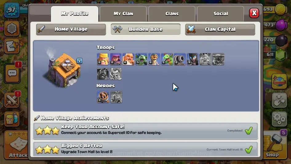 Clash of Clans Accounts ASIA|LV 97|TH 15-BH 6|HH 9|BK 23,AQ 30,GW 10,MP 16 image 5