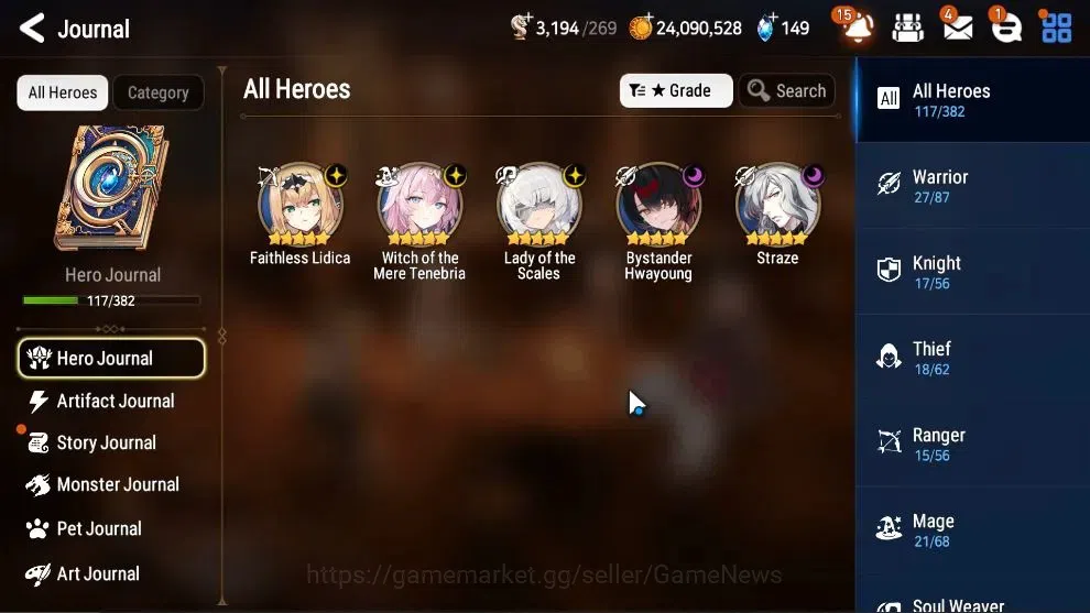 Epic Seven Accounts Starter GLOBAL UnVerif|New Era|5 ML(LOTScales,WOTM Tenebria,ByHwayung,etc)+Ab Fumyr,Setsuka,Etc|Poh 6