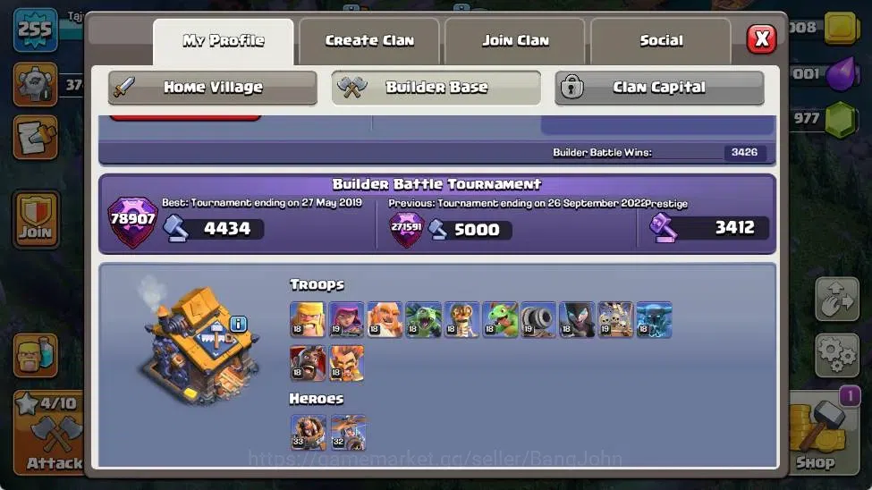 Clash of Clans Accounts Global | TH 16-BH 10 | LVL 255|AQ 95 ,MP 71 ,GW 70 image 18