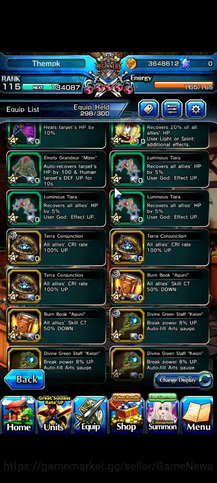 Grand Summoners Accounts Mid-Game Global|Rank 115|3 SP.Art+33 RGB|23 Ascend|ShadowTW,BetaTW,EmiyaTW,Summer 13