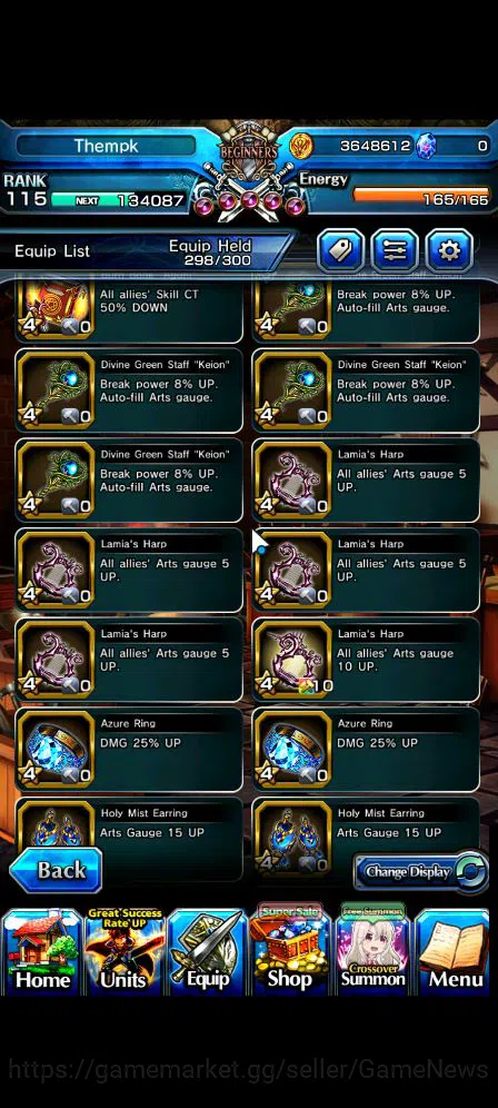 Grand Summoners Accounts Mid-Game Global|Rank 115|3 SP.Art+33 RGB|23 Ascend|ShadowTW,BetaTW,EmiyaTW,Summer 14