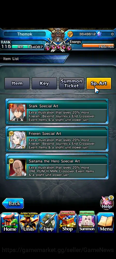 Grand Summoners Accounts Mid-Game Global|Rank 115|3 SP.Art+33 RGB|23 Ascend|ShadowTW,BetaTW,EmiyaTW,Summer 2