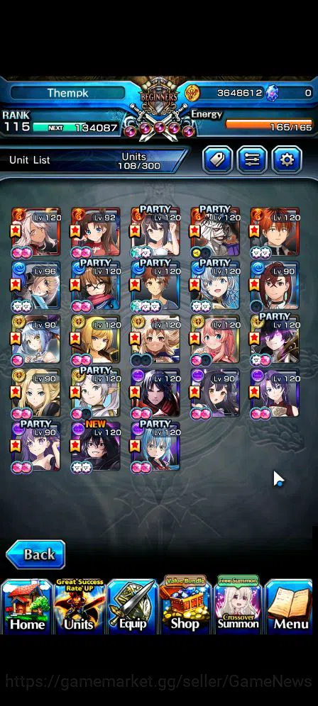Grand Summoners Accounts Mid-Game Global|Rank 115|3 SP.Art+33 RGB|23 Ascend|ShadowTW,BetaTW,EmiyaTW,Summer 3