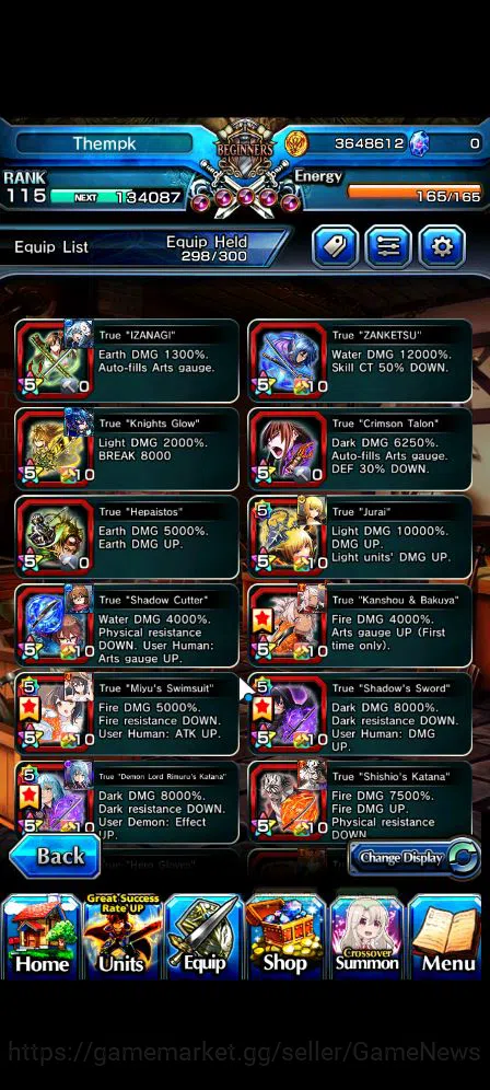 Grand Summoners Accounts Mid-Game Global|Rank 115|3 SP.Art+33 RGB|23 Ascend|ShadowTW,BetaTW,EmiyaTW,Summer 4