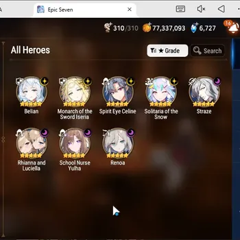 Epic Seven Accounts High-End Global Unverif|8ML(Belian,Straze,RnL+309Speed,S.Celine,Monarch,Solitaria,Etc.)|PoH ON|SS
