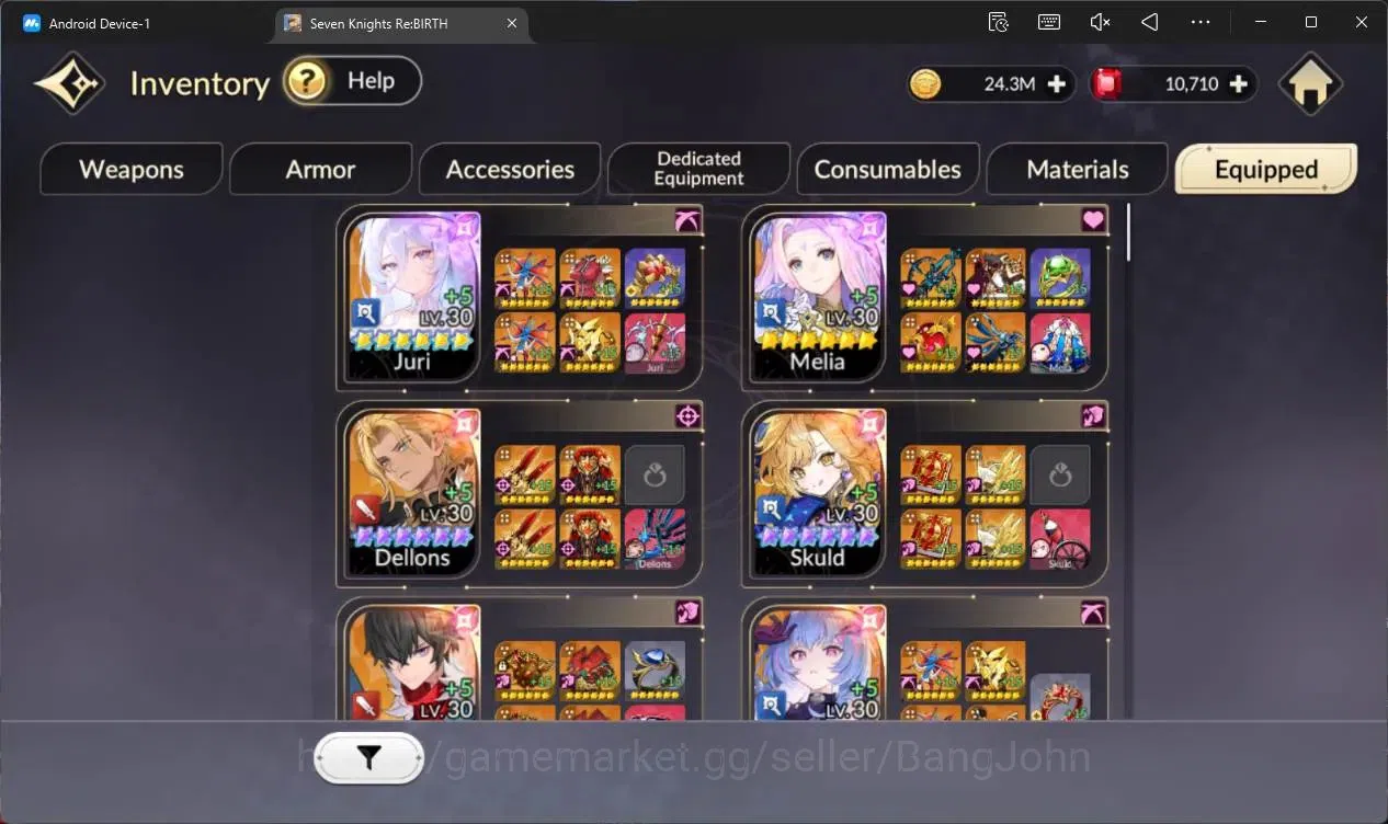 Seven Knights Re:Birth Accounts Global |2 EX7 (Juri TC6,Melia)|34 TC6(Dellons,Skul image 12
