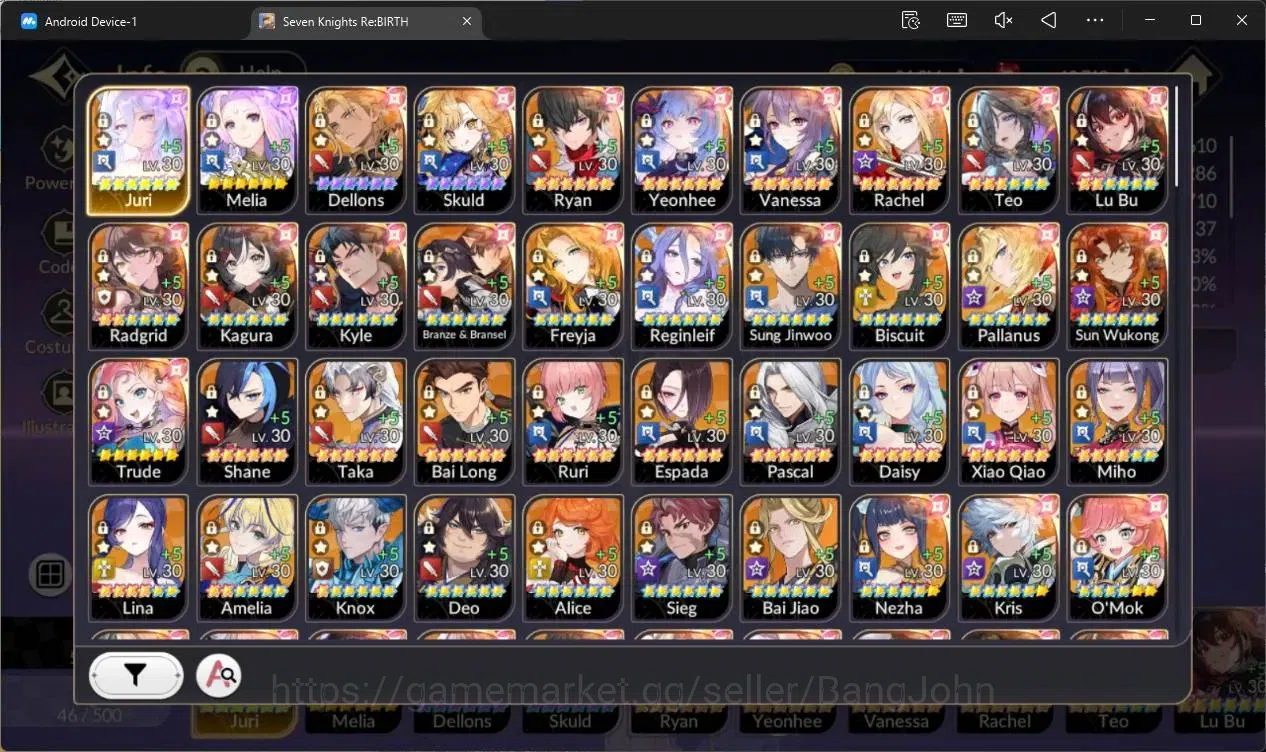 Seven Knights Re:Birth Accounts Global |2 EX7 (Juri TC6,Melia)|34 TC6(Dellons,Skul image 2