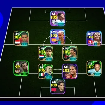 eFootball Accounts Mid-Tier M- 105 K. Mbappe | 105 Rui Costa | 106 D. Olmo | 104 J. Manzambi | 103 Blitz Curler A. Rizal