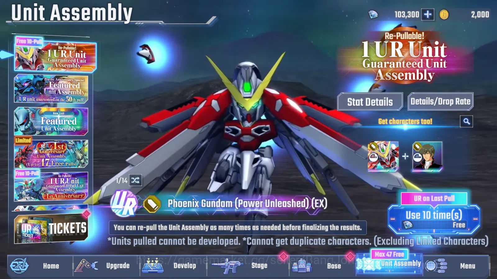 SD Gundam G Generation ETERNAL Accounts Global Rank 1 | FreshStory | 100+K Diamond, Selector Banner On, 6Gundam SSR+ 2Supp 6