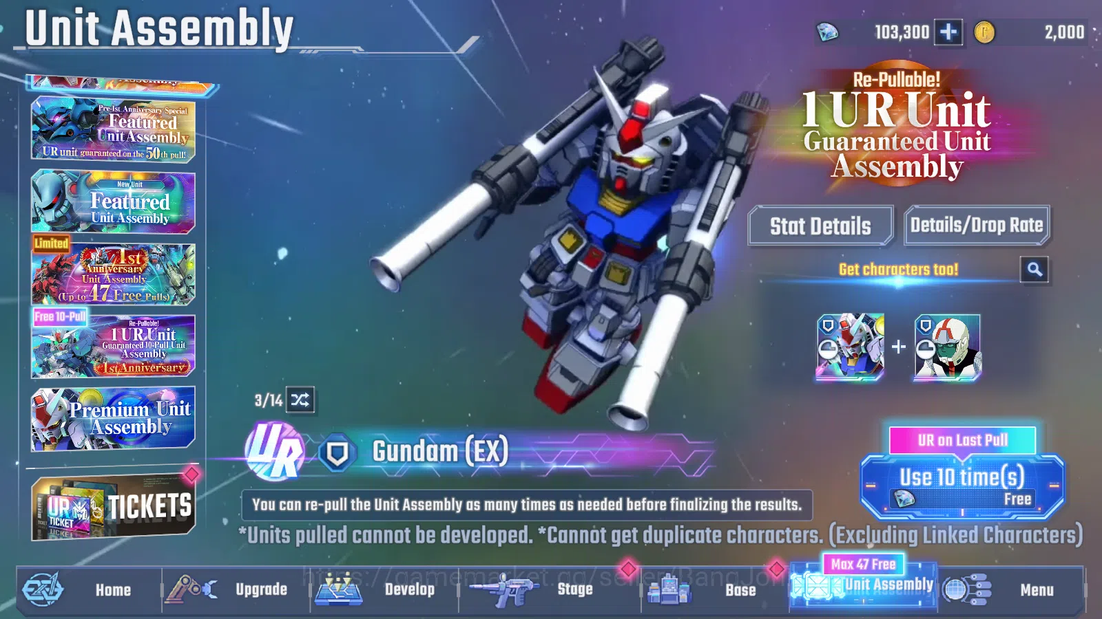 SD Gundam G Generation ETERNAL Accounts Global Rank 1 | FreshStory | 100+K Diamond, Selector Banner On, 6Gundam SSR+ 2Supp 7