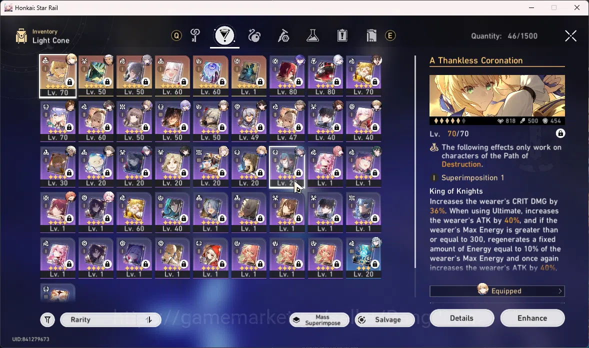 Honkai Star Rail Accounts ASIA | TL 65 | 6 Limit | Yao Guang Saber+sign Ache image 4