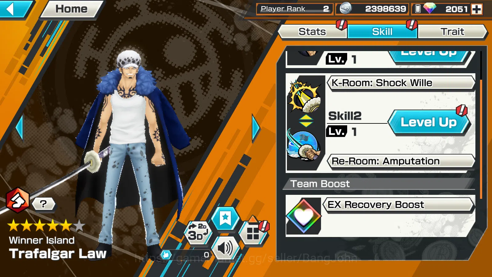 One Piece Bounty Rush Accounts Others GlOBAL | 3EX | RD 2000 | WI Trafargar Law ,Bomo Kaido,BB Kuzan , Rank 2 |OPBR291B 3