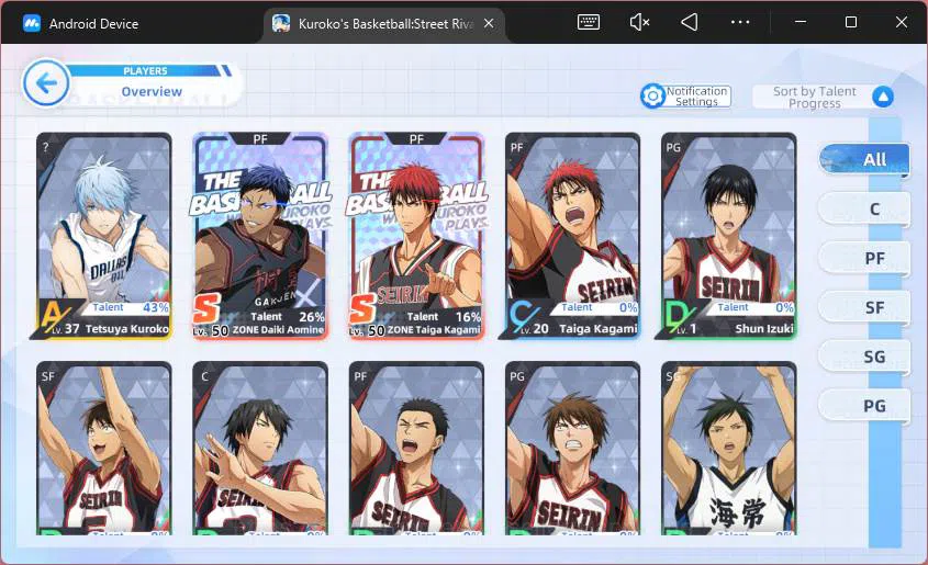 Kuroko's Basketball Street Rivals Accounts SEA|SV30|Lv24|Zone Daiki Aomine,Zone Taiga Kagami, image 6