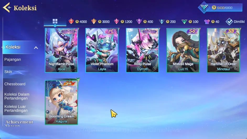 Magic Chess: Go Go Accounts High Honor 115|Bonus MLBB|36 Commander 12 Max|29 Skin|Collector Nana,7 Special,15 Elite|3 11