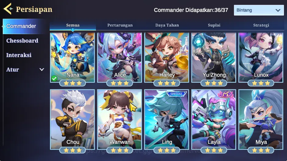 Magic Chess: Go Go Accounts High Honor 115|Bonus MLBB|36 Commander 12 Max|29 Skin|Collector Nana,7 Special,15 Elite|3 13