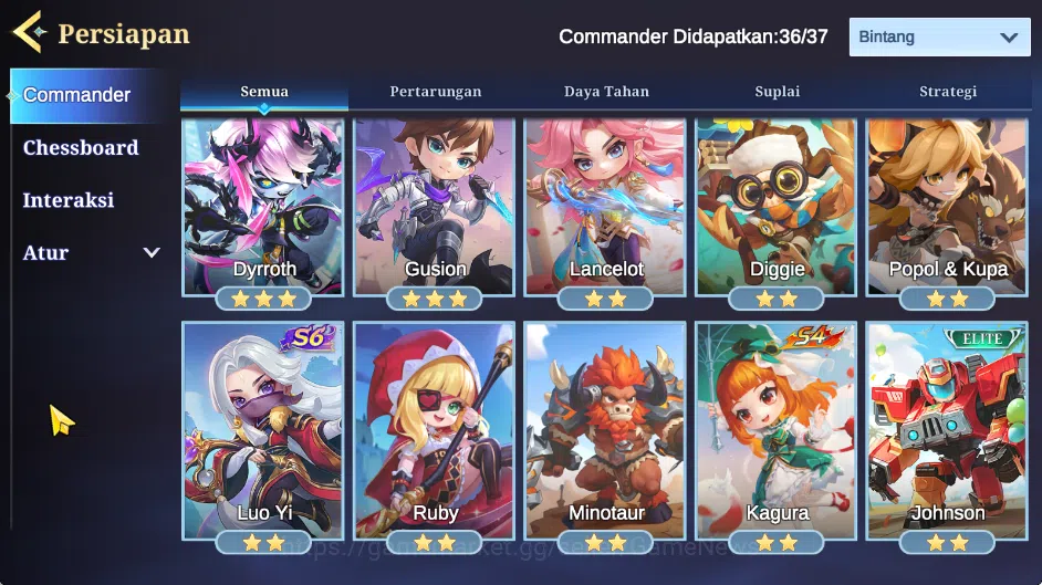 Magic Chess: Go Go Accounts High Honor 115|Bonus MLBB|36 Commander 12 Max|29 Skin|Collector Nana,7 Special,15 Elite|3 14