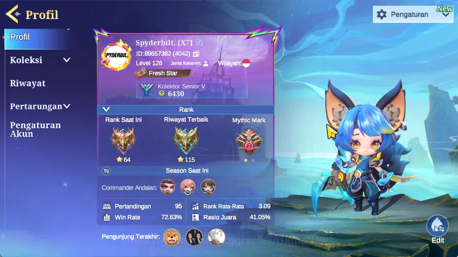 Magic Chess: Go Go Accounts High Honor 115|Bonus MLBB|36 Commander 12 Max|29 Skin|Collector Nana,7 Special,15 Elite|3 2