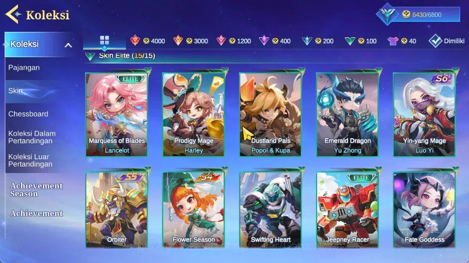 Magic Chess: Go Go Accounts High Honor 115|Bonus MLBB|36 Commander 12 Max|29 Skin|Collector Nana,7 Special,15 Elite|3 9