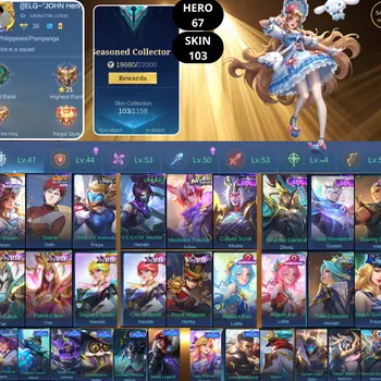 Mobile Legends: Bang Bang Accounts Smurf BEST OFFER | HERO 67 | SKIN 103 | FLORYN SANRIO | VALE NARUTO | FREYA S.A.B.E.R