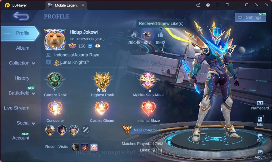 Mobile Legends: Bang Bang Accounts Others Global|556S|Mega|Legend:Gord,GS,Valir|ASP Lyla,Lesley,Angela|KOF 1