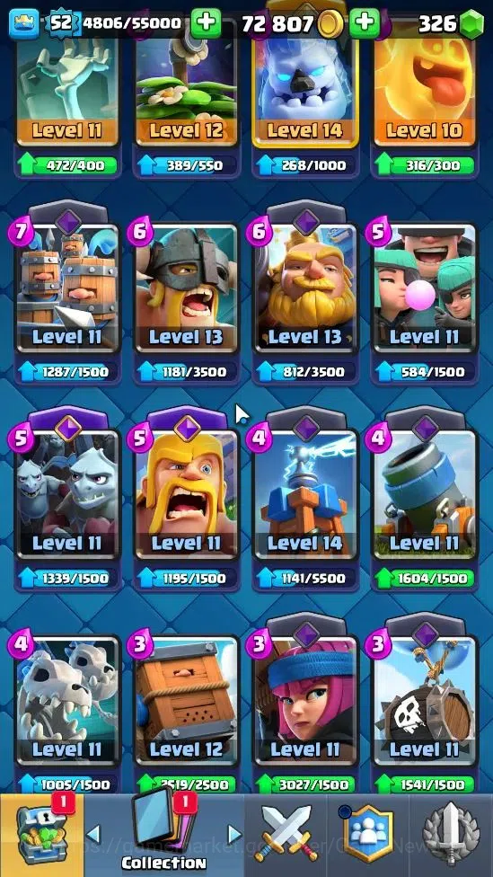 Clash Royale Accounts Lv 52|Trophy 8750|Limited Skin|KTL 14|Card 121|5 H image 11