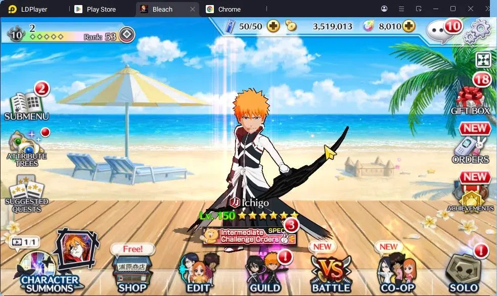 Bleach: Brave Souls Accounts Others Global | 8010 Orb+Fresh Story | Ichigo DT,Ichigo Renewed,Rangiku S23,Zangetsu 1