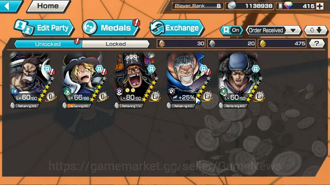 One Piece Bounty Rush Accounts Global|5EX|TSCA Kaido,TFE Marshall D.Teach,LH D.Ga image 4