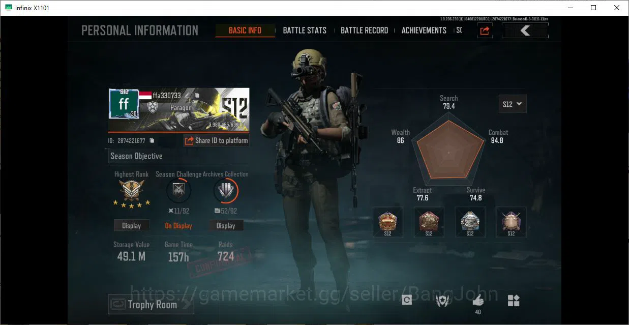 MOBILE | LVL 30 |SV 49,1 M|CV 23,3 M|Secret Document,Thermal Imager, many red item more detail cek SS AB134B Arena Breakout Others MOBILE | LVL 30 |SV 49,1 M|CV 23,3 M|Secret Docume image 1