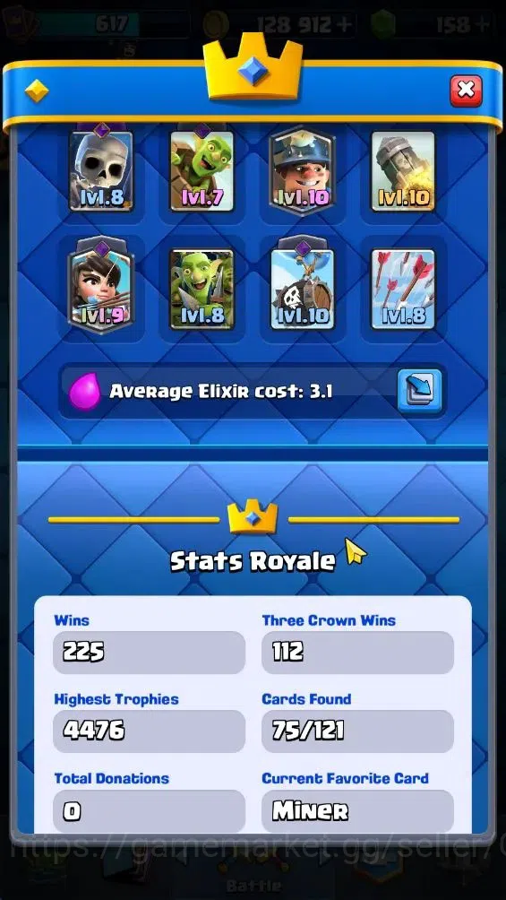 Clash Royale Accounts Lvl 617|KTL 10|Trophy 4357|Card 120|Limited Skin|1 image 3