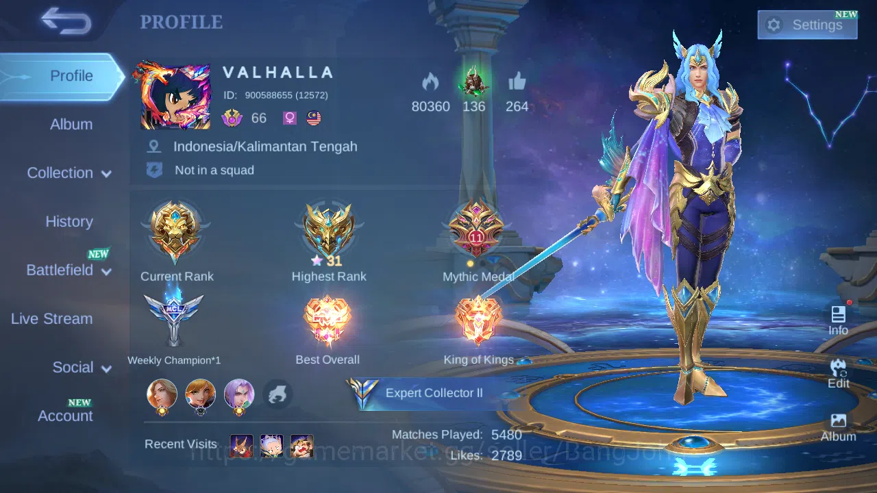Mobile Legends: Bang Bang Accounts Hero 118 | Skin 190 | Glory | Zodiac Lancelot | Zo image 1