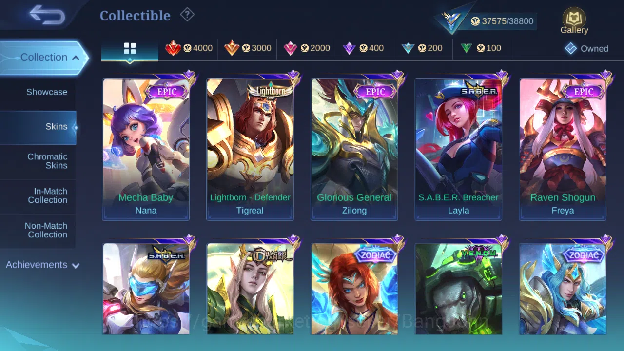 Mobile Legends: Bang Bang Accounts Hero 118 | Skin 190 | Glory | Zodiac Lancelot | Zo image 2