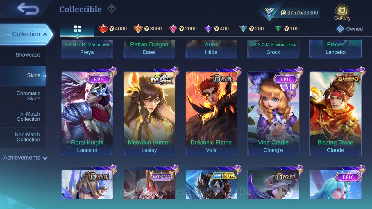 Mobile Legends: Bang Bang Accounts Hero 118 | Skin 190 | Glory | Zodiac Lancelot | Zo image 3