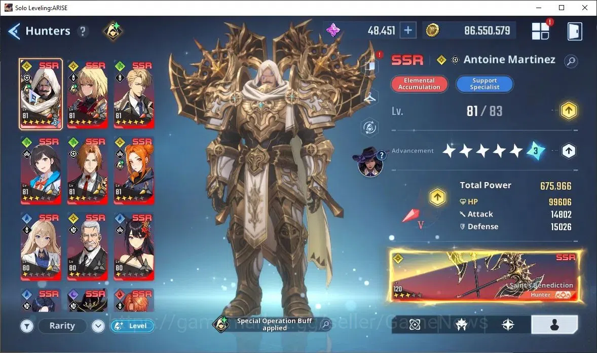 Solo Leveling: ARISE Accounts 2,5M Pwr|Light,Wind Team|48K Esse|25 1