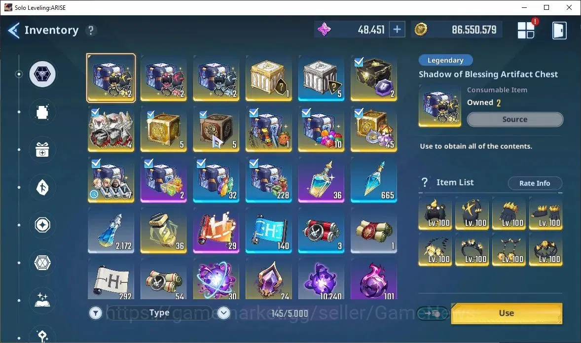 Solo Leveling: ARISE Accounts 2,5M Pwr|Light,Wind Team|48K Esse|25 13