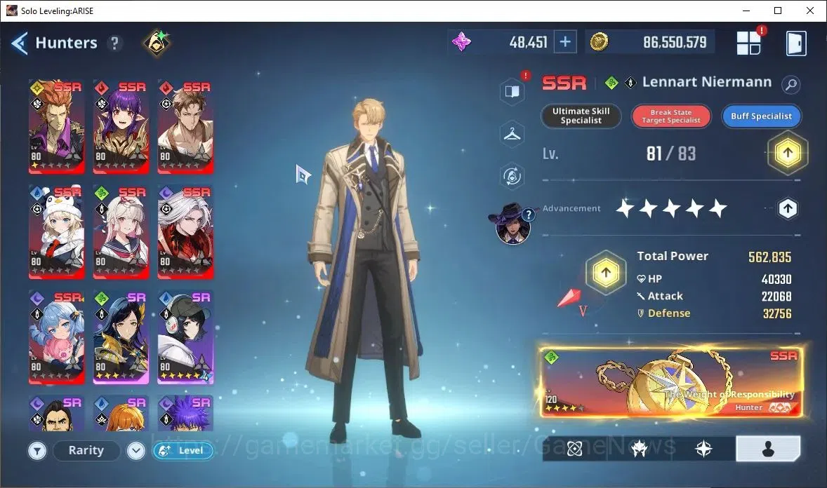 Solo Leveling: ARISE Accounts 2,5M Pwr|Light,Wind Team|48K Esse|25 3