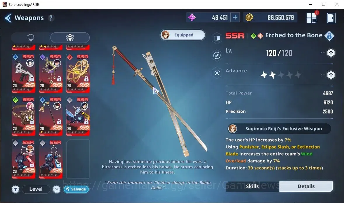 Solo Leveling: ARISE Accounts 2,5M Pwr|Light,Wind Team|48K Esse|25 5